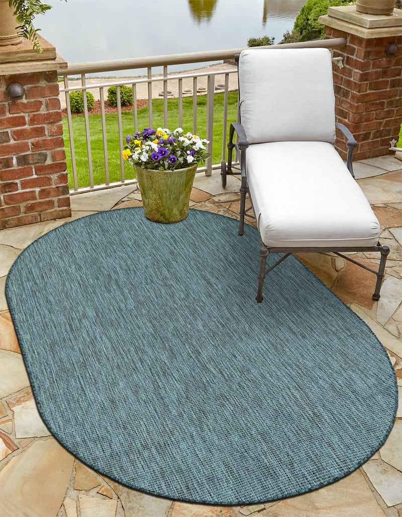 Patio Perfection Collection Area Rug - Veranda (Teal) Oval Teal lifestyle 0