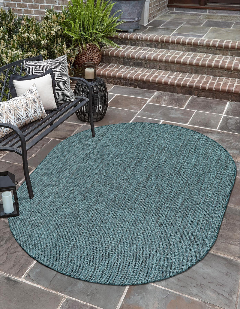 Patio Perfection Collection Area Rug - Veranda (Teal) Oval Teal lifestyle 5