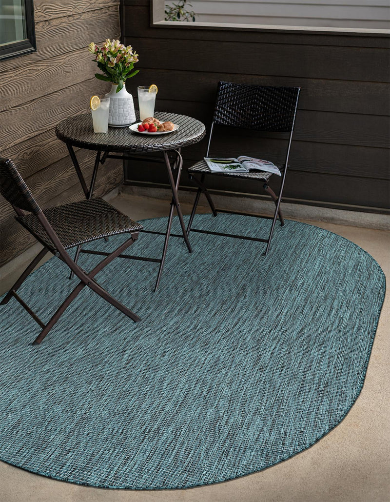 Patio Perfection Collection Area Rug - Veranda (Teal) Oval Teal lifestyle 6