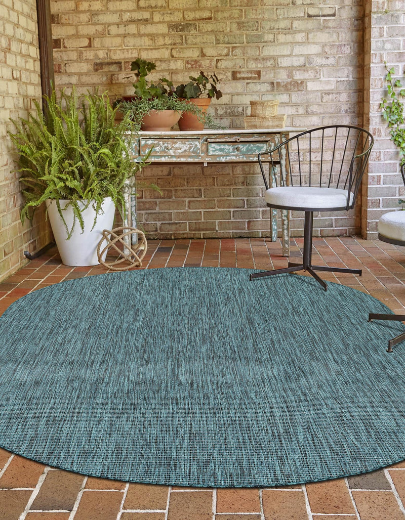 Patio Perfection Collection Area Rug - Veranda (Teal) Oval Teal lifestyle 7