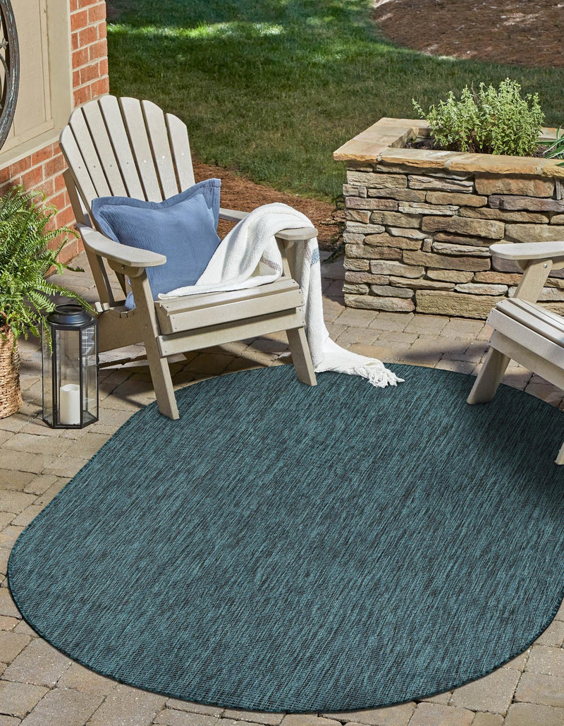 Patio Perfection Collection Area Rug - Veranda (Teal) Oval Teal lifestyle 8