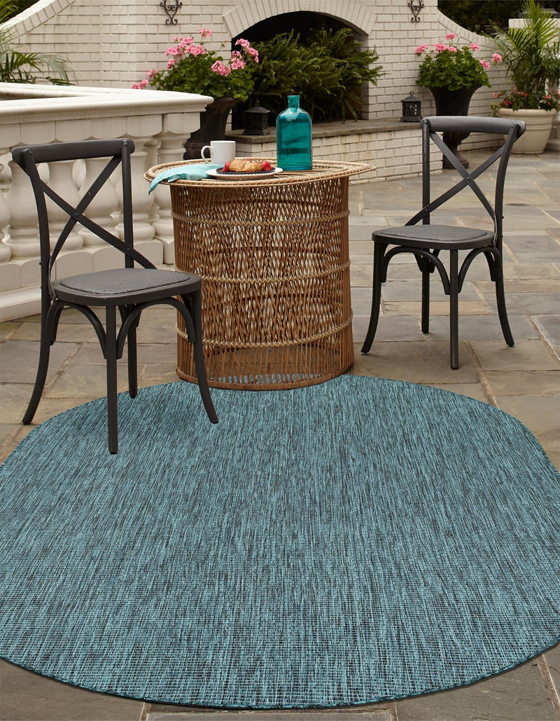 Patio Perfection Collection Area Rug - Veranda (Teal) Oval Teal lifestyle 9