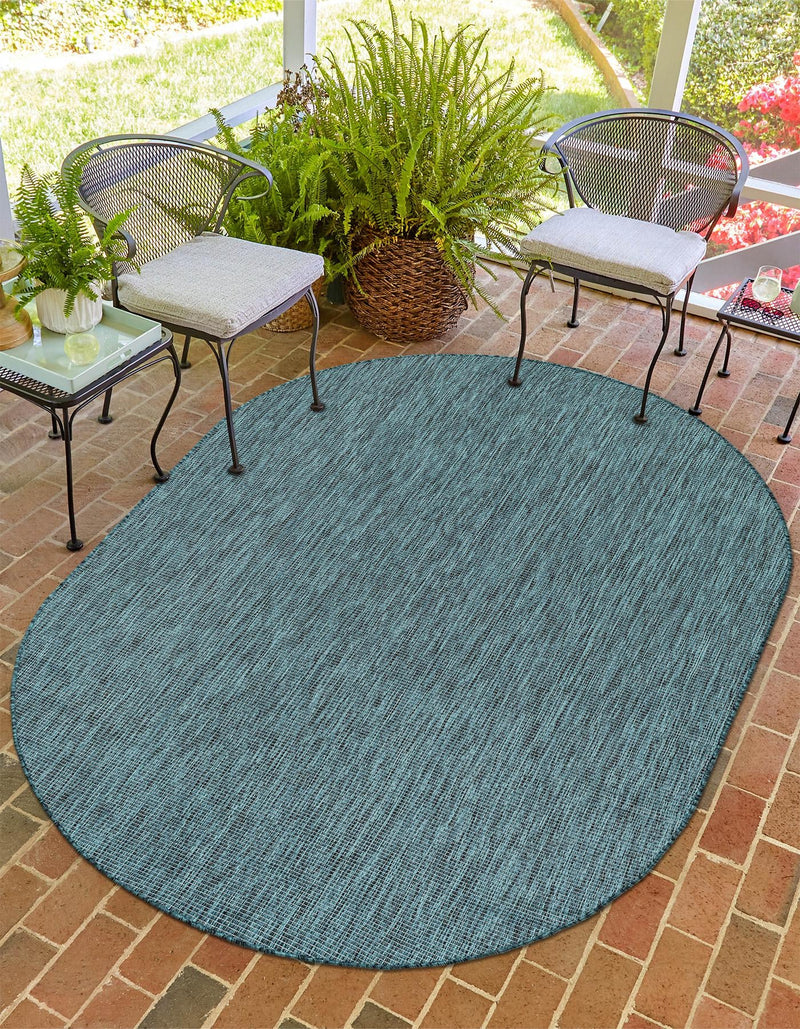 Patio Perfection Collection Area Rug - Veranda (Teal) Oval Teal lifestyle 11