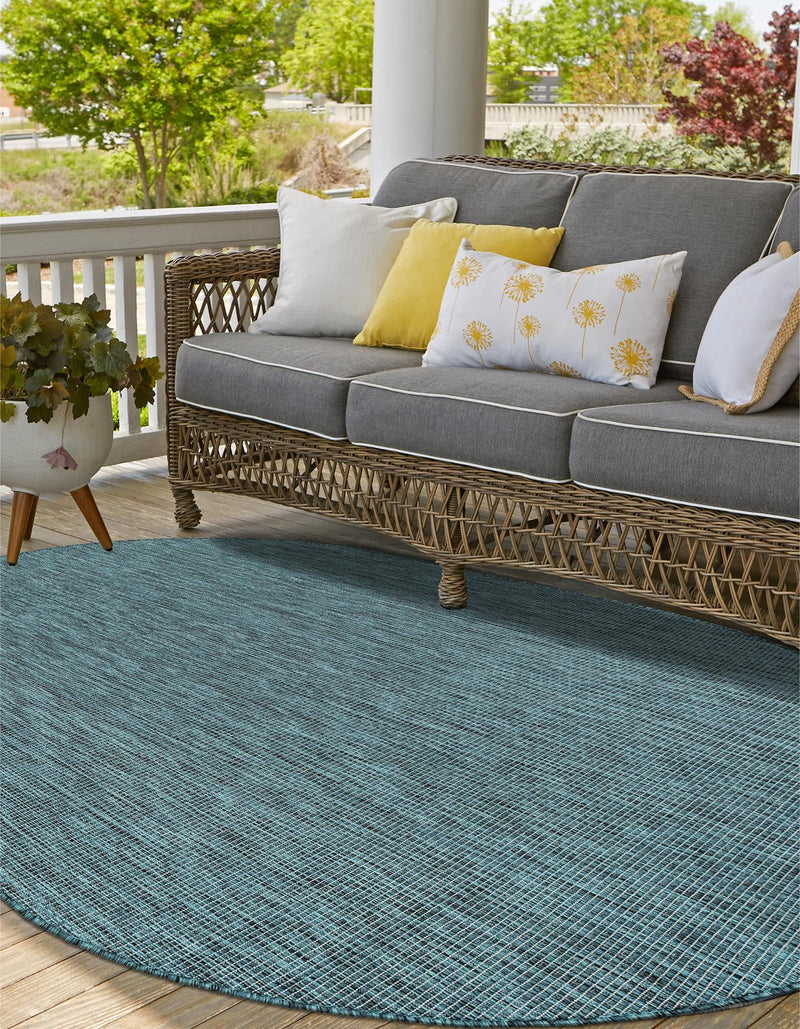 Patio Perfection Collection Area Rug - Veranda (Teal) Oval Teal lifestyle 12