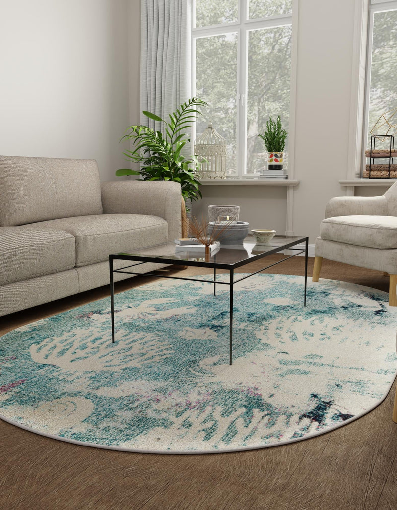 Sorrento Shores Collection Area Rug - Vico Oval Light Blue lifestyle 37