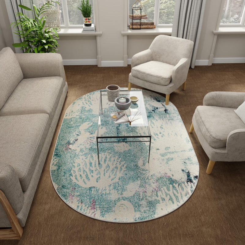 Sorrento Shores Collection Area Rug - Vico Oval Light Blue lifestyle 93