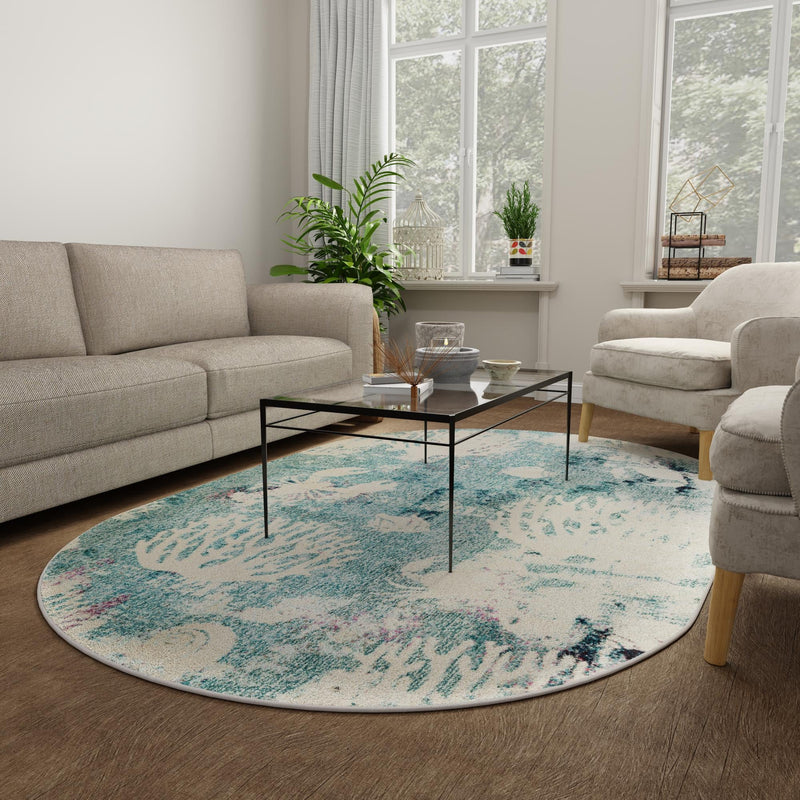 Sorrento Shores Collection Area Rug - Vico Oval Light Blue lifestyle 96