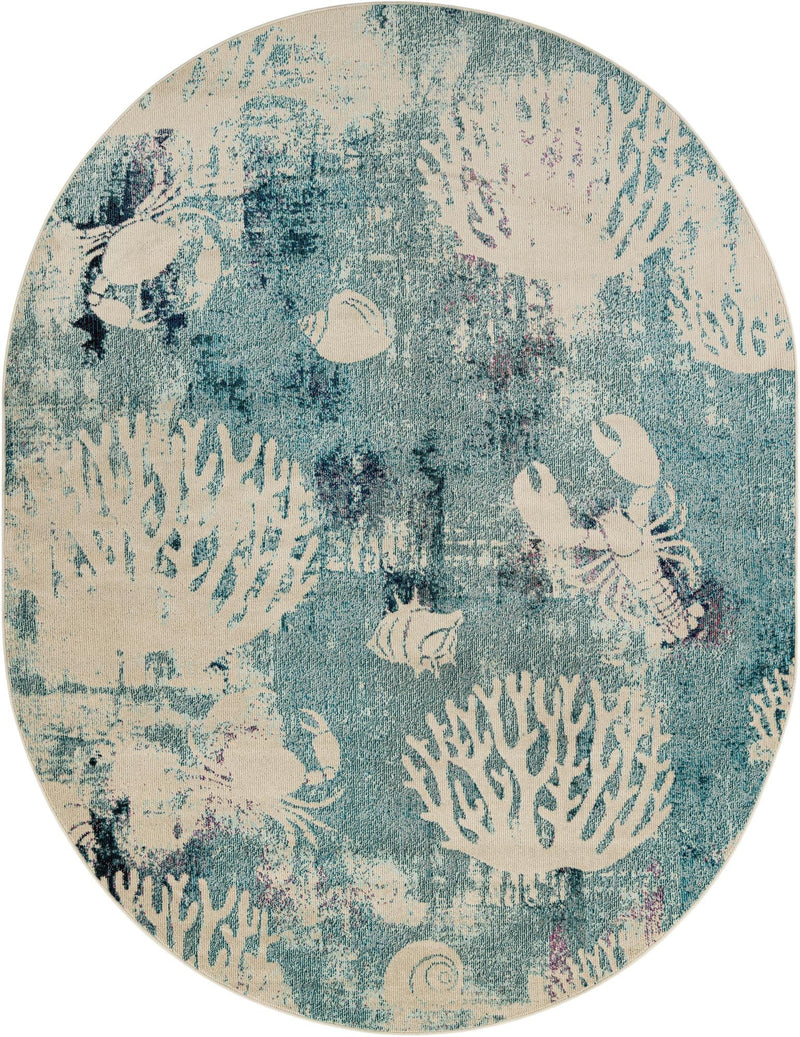 Sorrento Shores Collection Area Rug - Vico Oval Light Blue lifestyle 29