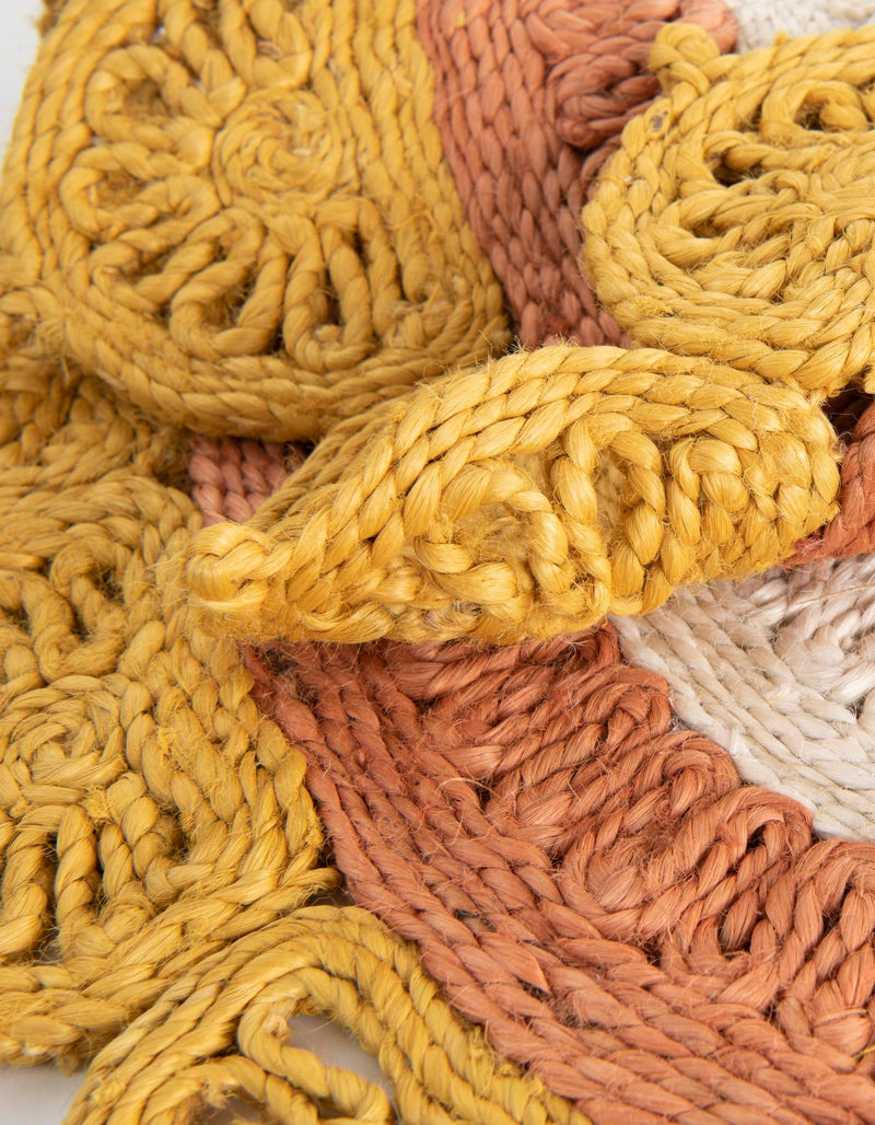 Woven Seaside Jute Collection Area Rug - Coastalhaven (Sunflower Yellow) Round Sunflower Yellow lifestyle 13