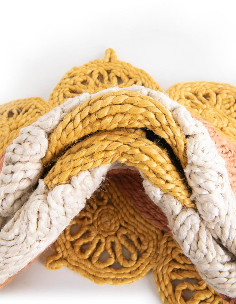 Woven Seaside Jute Collection Area Rug - Coastalhaven (Sunflower Yellow) Round Sunflower Yellow lifestyle 15
