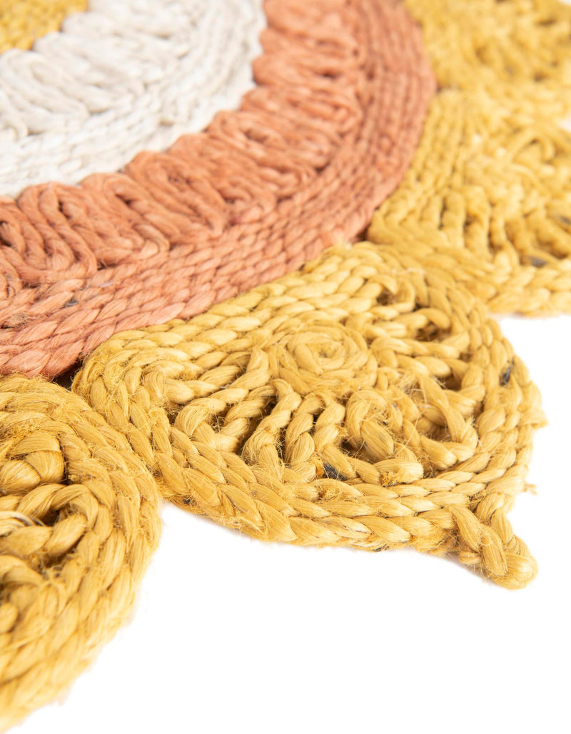 Woven Seaside Jute Collection Area Rug - Coastalhaven (Sunflower Yellow) Round Sunflower Yellow lifestyle 18