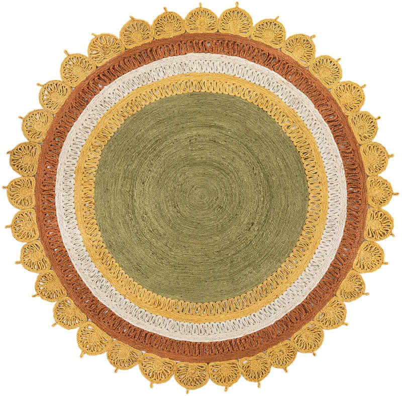 Woven Seaside Jute Collection Area Rug - Coastalhaven (Sunflower Yellow) Round Sunflower Yellow Main