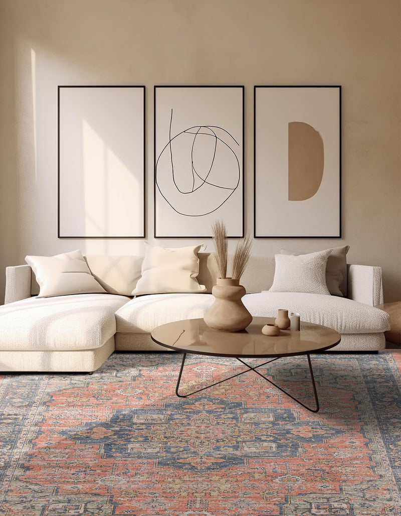Desert Weave Jute Collection Area Rug - Negev Square Antique Red lifestyle 27