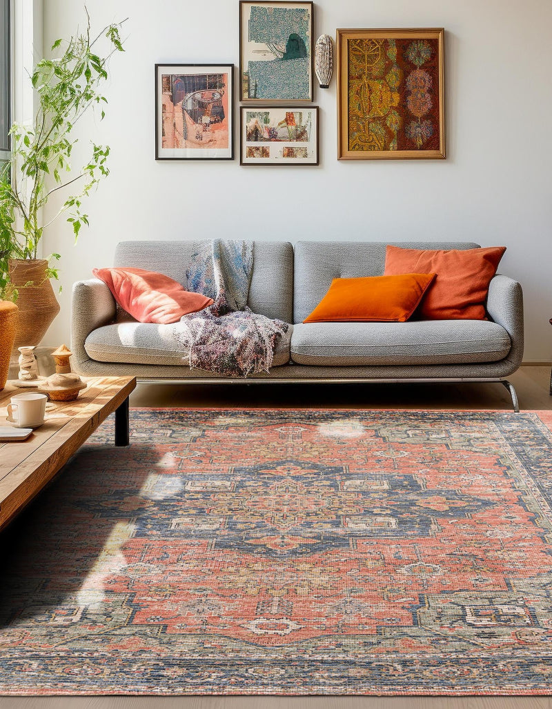 Desert Weave Jute Collection Area Rug - Negev Square Antique Red lifestyle 29