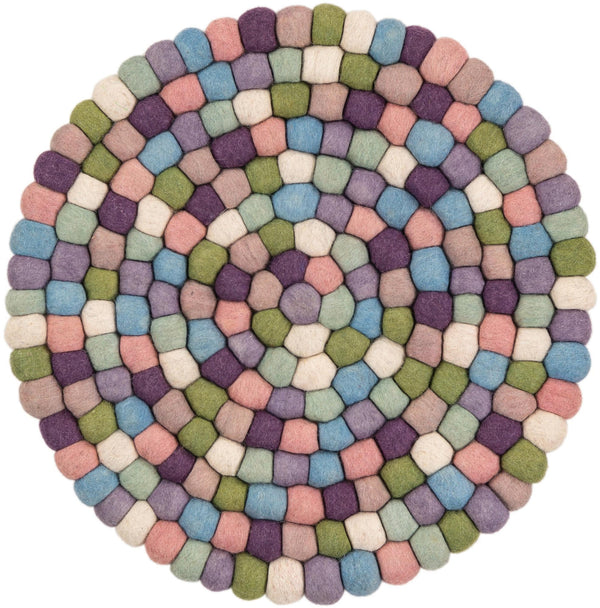 Wool Sphere Alley Collection Area Rug - Sphereville (Pink and Purple) Round Pink and Purple lifestyle 12