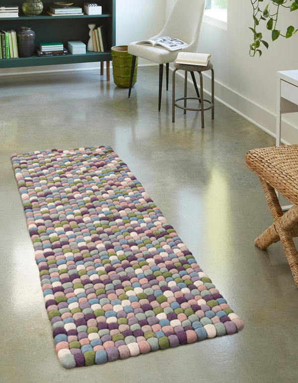 Woolen Sphere Collection Area Rug - Sphereville (Pink and Purple) Runner Pink and Purple lifestyle 22