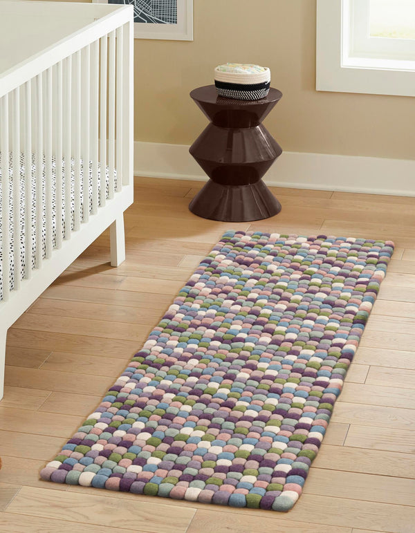 Woolen Sphere Collection Area Rug - Sphereville (Pink and Purple) Runner Pink and Purple lifestyle 31