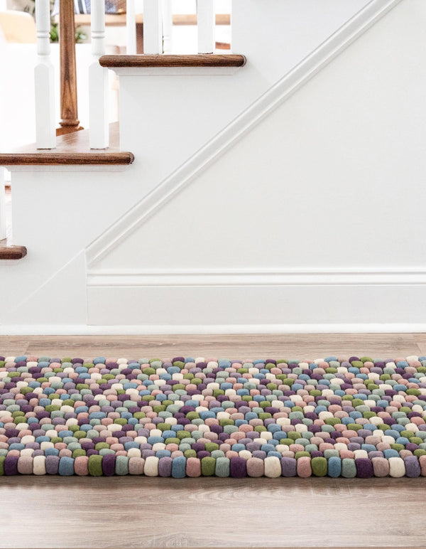 Woolen Sphere Collection Area Rug - Sphereville (Pink and Purple) Runner Pink and Purple lifestyle 34