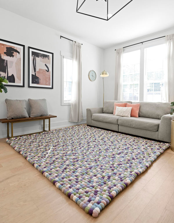 Woolen Sphere Collection Area Rug - Sphereville (Pink and Purple) Square Pink and Purple lifestyle 17