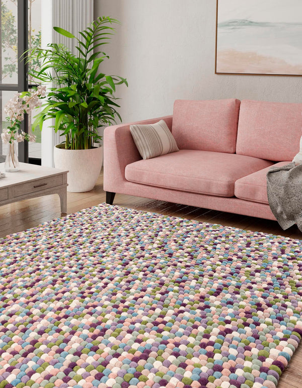 Woolen Sphere Collection Area Rug - Sphereville (Pink and Purple) Square Pink and Purple lifestyle 19
