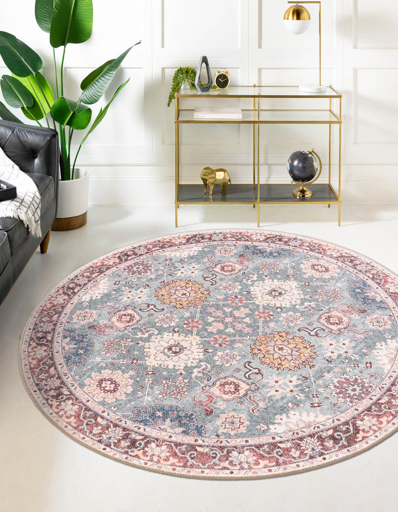 Heritage Elegance Collection Area Rug - Himeji Round Green lifestyle 75