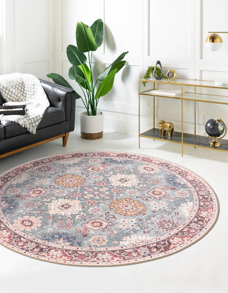Heritage Elegance Collection Area Rug - Himeji Round Green lifestyle 90