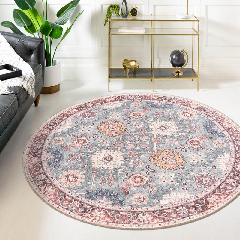 Heritage Elegance Collection Area Rug - Himeji Round Green lifestyle 145