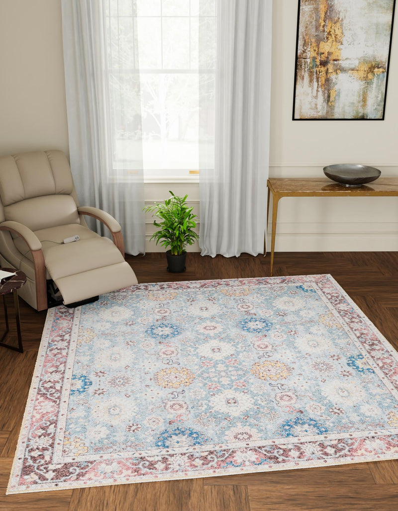 Heritage Elegance Collection Area Rug - Himeji Square Green lifestyle 76