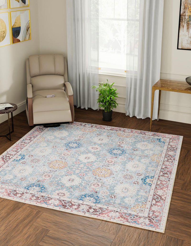 Heritage Elegance Collection Area Rug - Himeji Square Green lifestyle 91