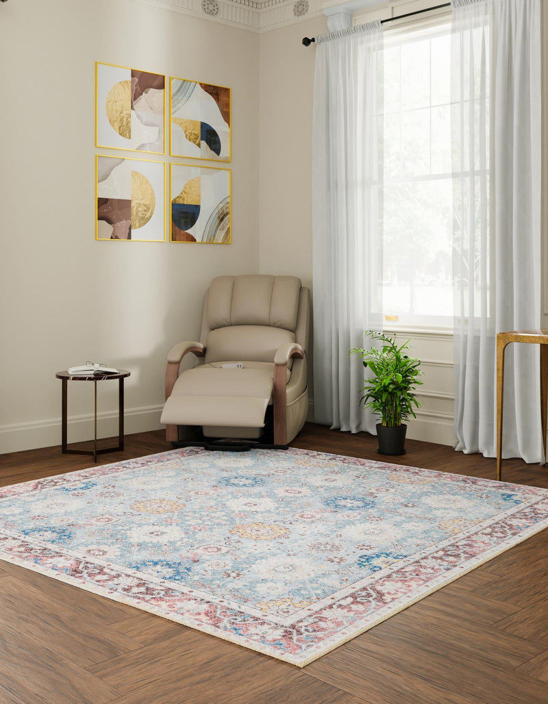 Heritage Elegance Collection Area Rug - Himeji Square Green lifestyle 104