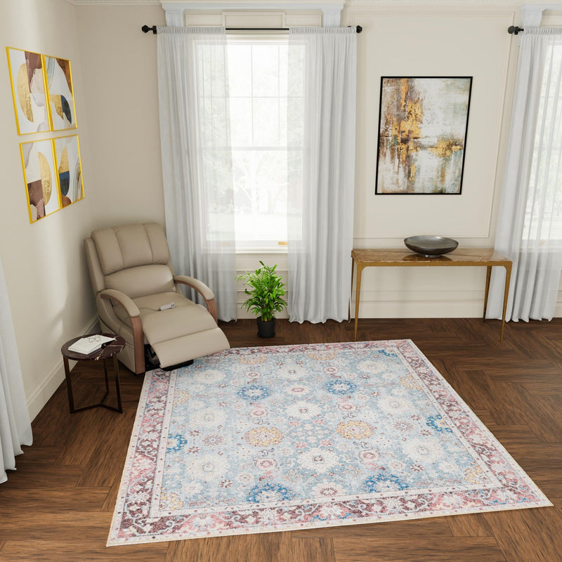 Heritage Elegance Collection Area Rug - Himeji Square Green lifestyle 146