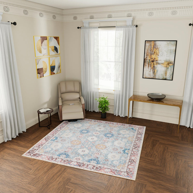 Heritage Elegance Collection Area Rug - Himeji Square Green lifestyle 160