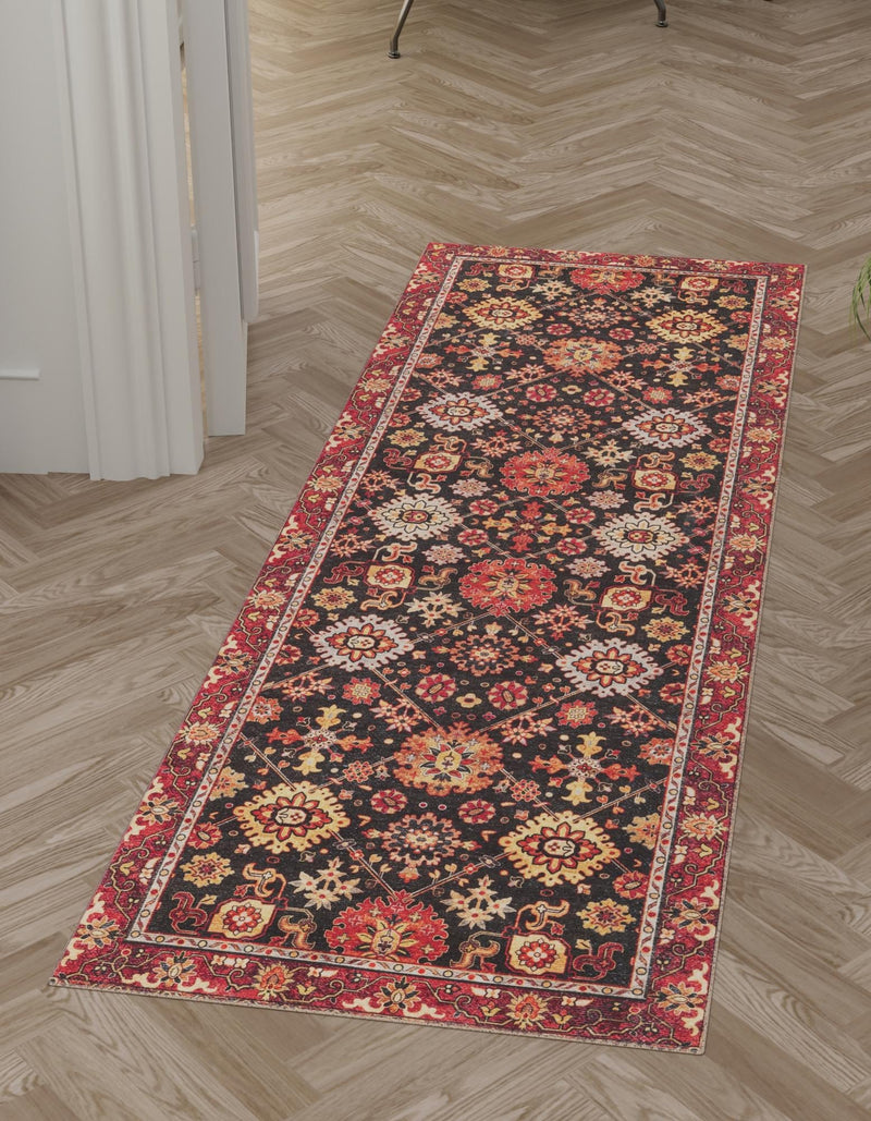 Heritage Elegance Collection Area Rug - Himeji Runner Black lifestyle 61