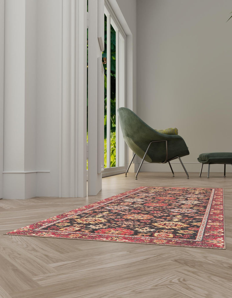 Heritage Elegance Collection Area Rug - Himeji Runner Black lifestyle 66