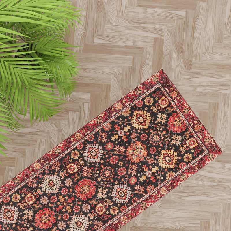 Heritage Elegance Collection Area Rug - Himeji Runner Black lifestyle 131