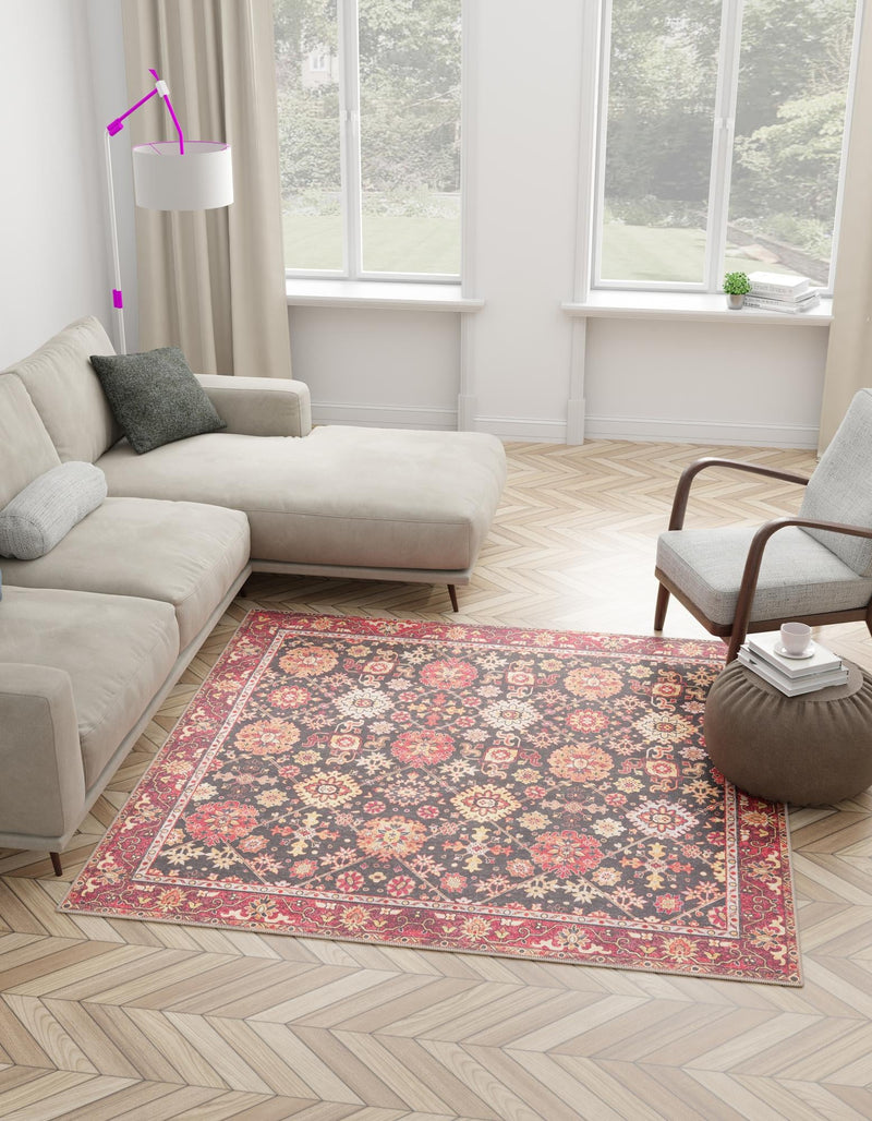 Heritage Elegance Collection Area Rug - Himeji Square Black lifestyle 62
