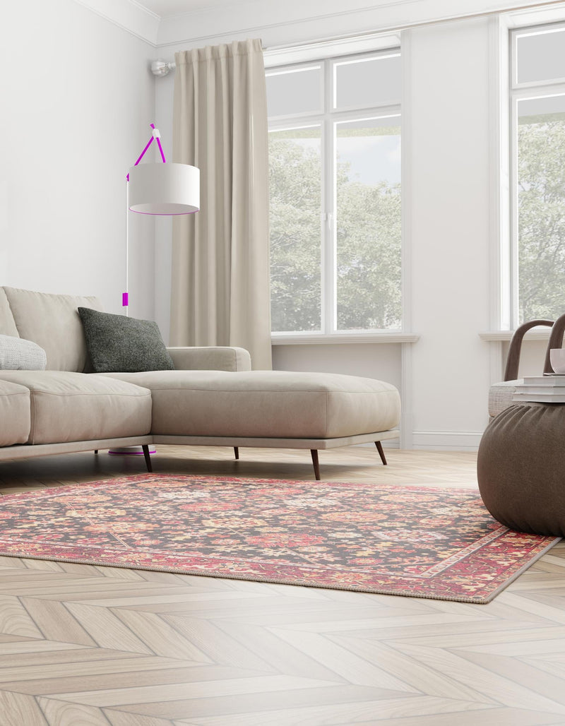 Heritage Elegance Collection Area Rug - Himeji Square Black lifestyle 67