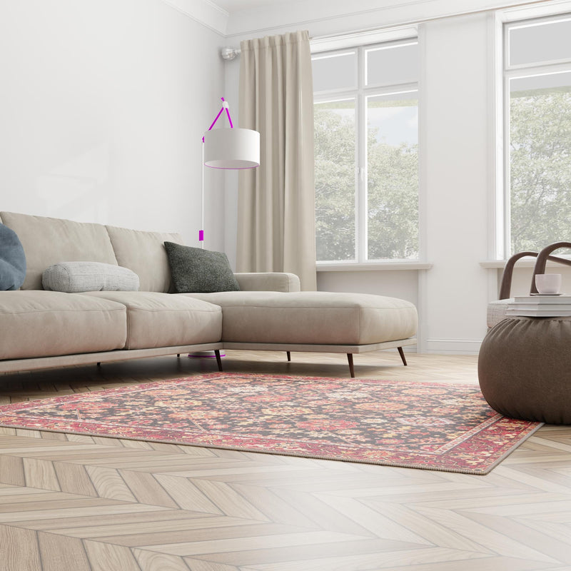 Heritage Elegance Collection Area Rug - Himeji Square Black lifestyle 129