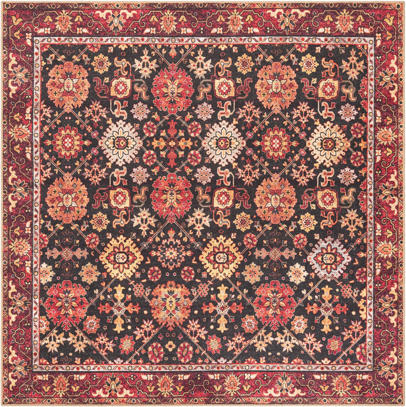 Heritage Elegance Collection Area Rug - Himeji Square Black lifestyle 57