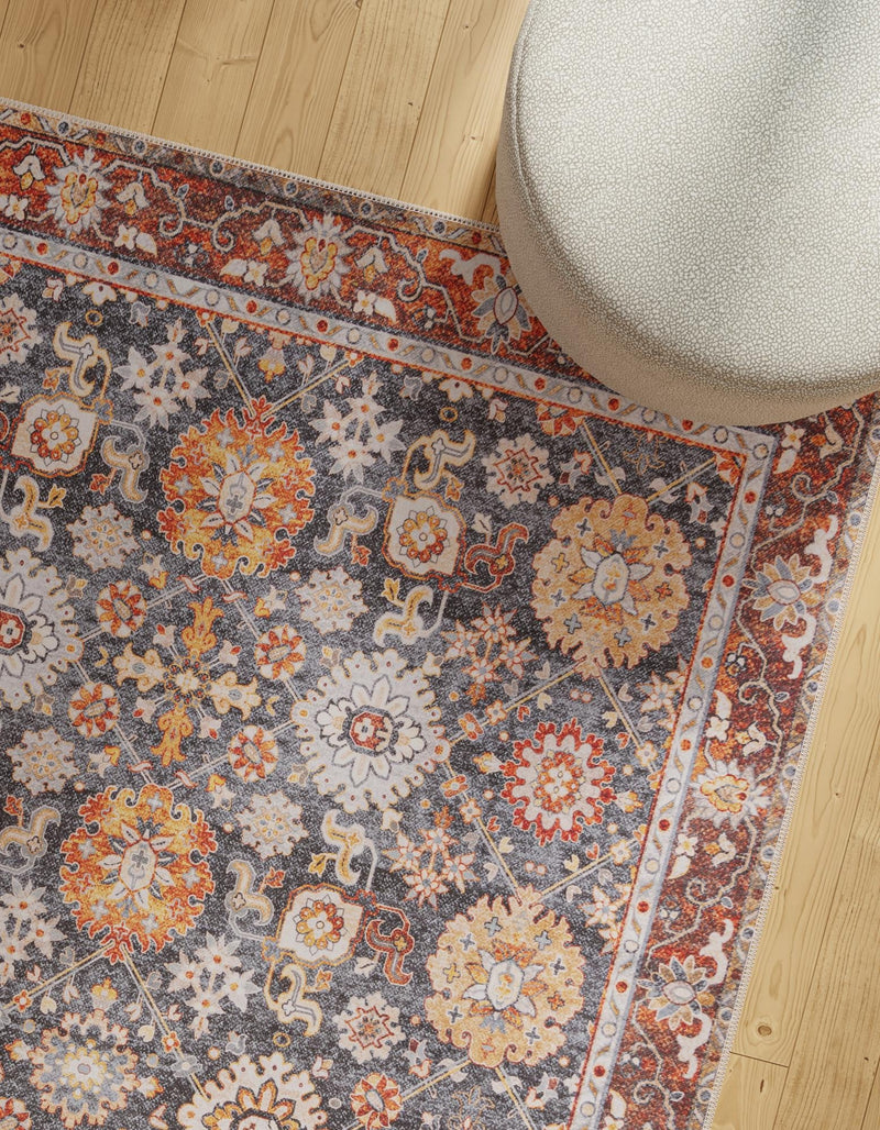 Heritage Elegance Collection Area Rug - Himeji Square Navy Blue lifestyle 107