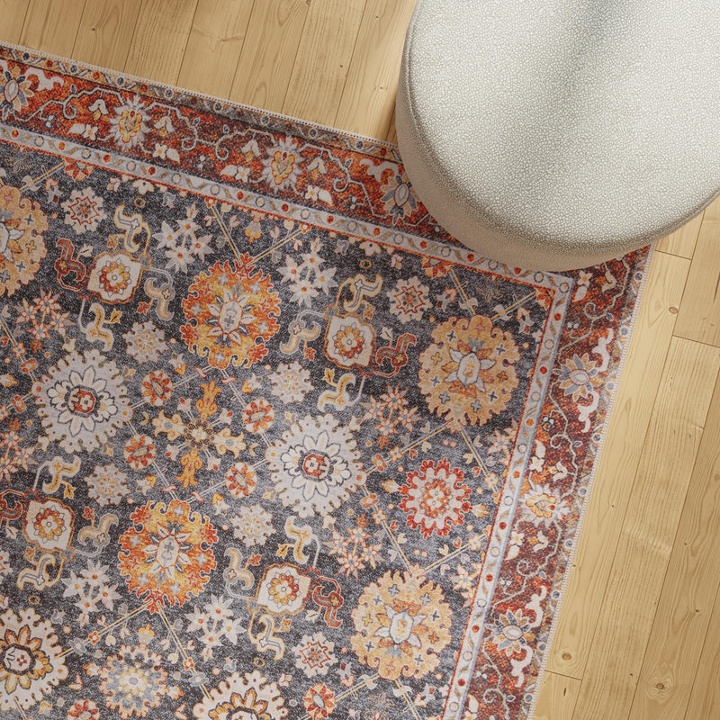 Heritage Elegance Collection Area Rug - Himeji Square Navy Blue lifestyle 175