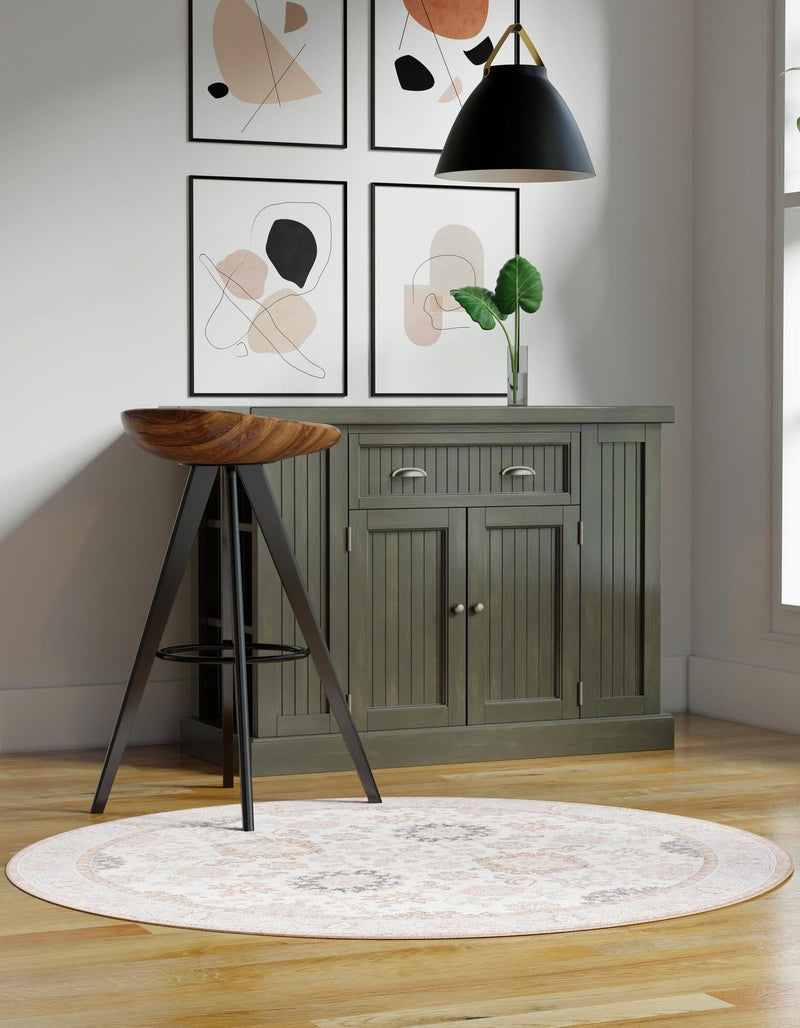 Heritage Elegance Collection Area Rug - Himeji Round Ivory lifestyle 97