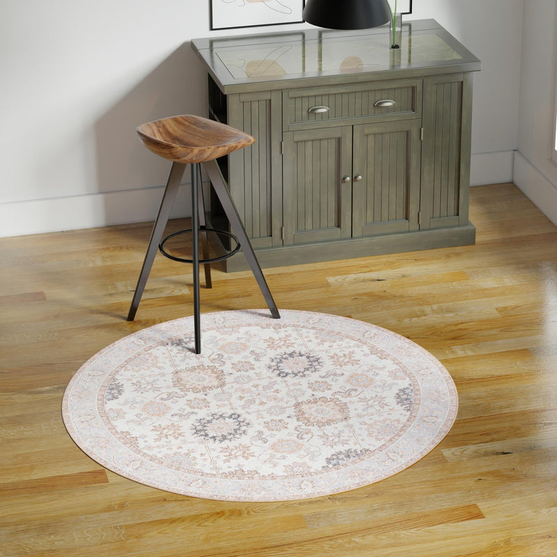 Heritage Elegance Collection Area Rug - Himeji Round Ivory lifestyle 152