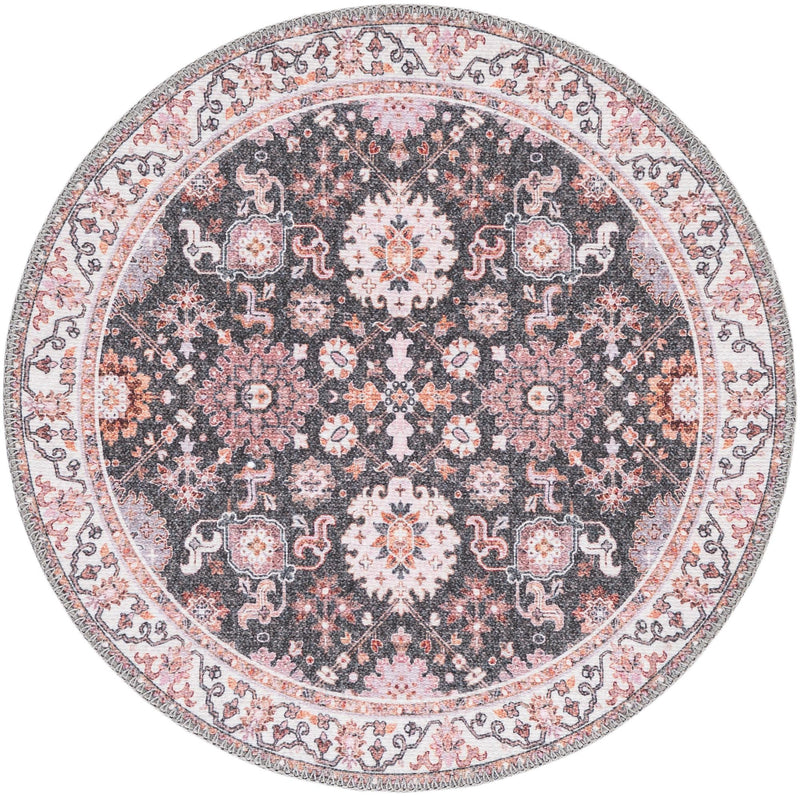 Heritage Elegance Collection Area Rug - Himeji Round Gray lifestyle 53