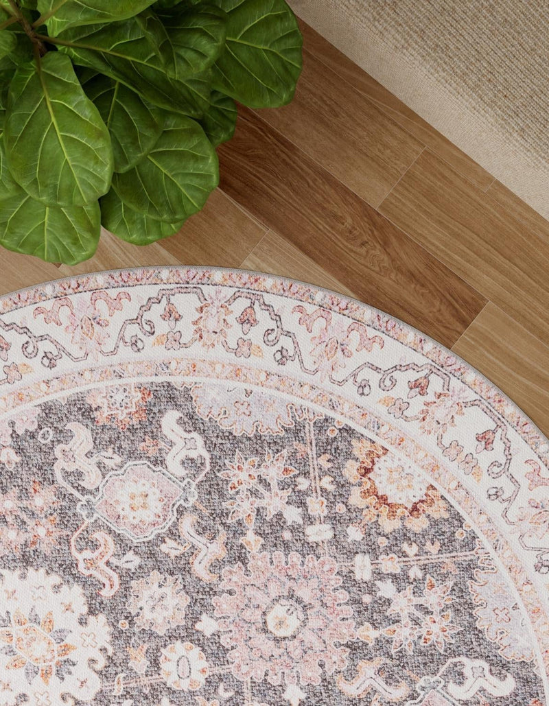 Heritage Elegance Collection Area Rug - Himeji Round Gray lifestyle 68