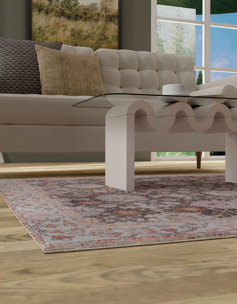 Heritage Elegance Collection Area Rug - Himeji Square Gray lifestyle 99