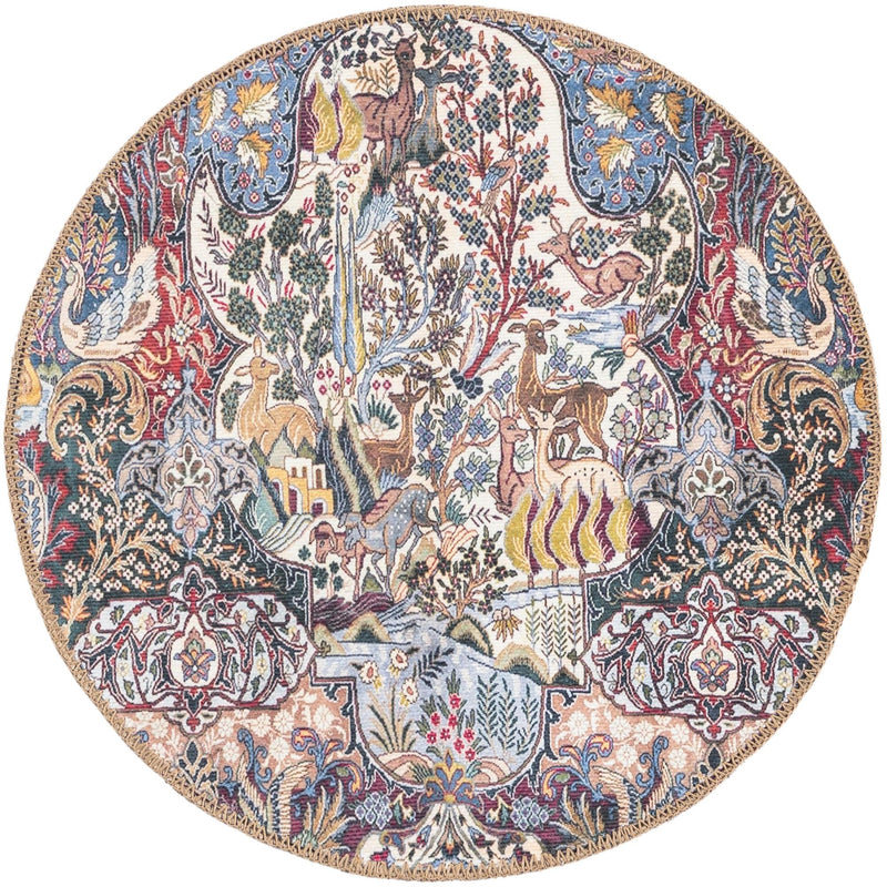 Heritage Elegance Collection Area Rug - Louvre Round Multi lifestyle 19