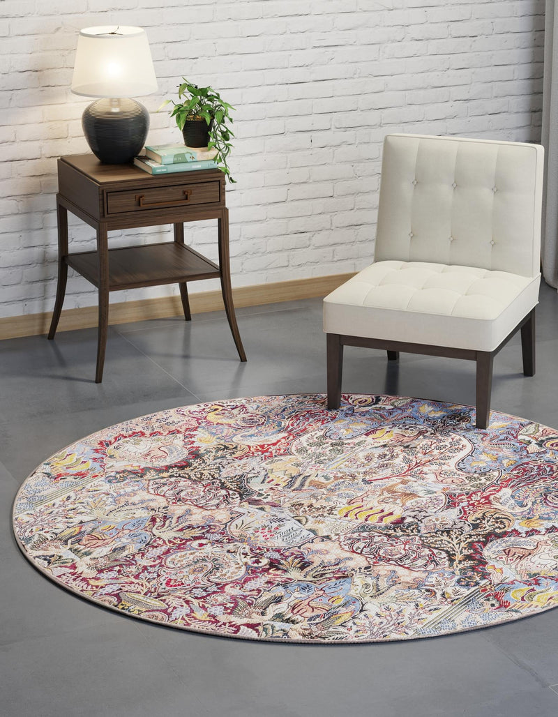 Heritage Elegance Collection Area Rug - Louvre Round Multi lifestyle 27