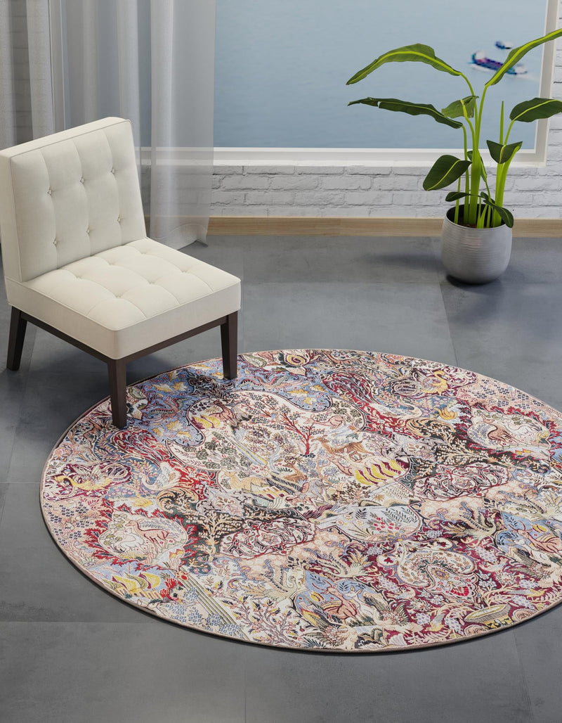 Heritage Elegance Collection Area Rug - Louvre Round Multi lifestyle 31