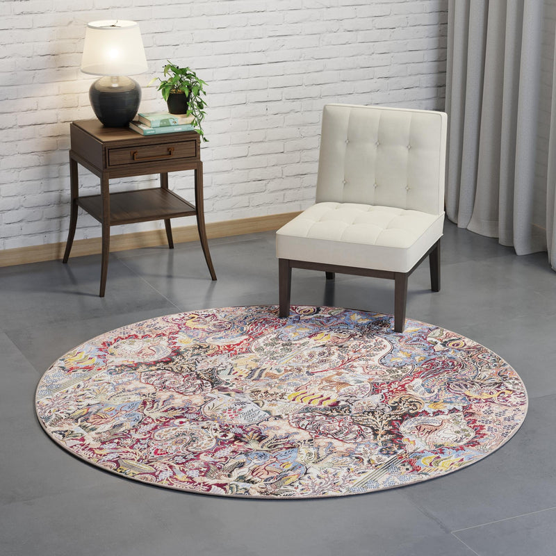 Heritage Elegance Collection Area Rug - Louvre Round Multi lifestyle 85